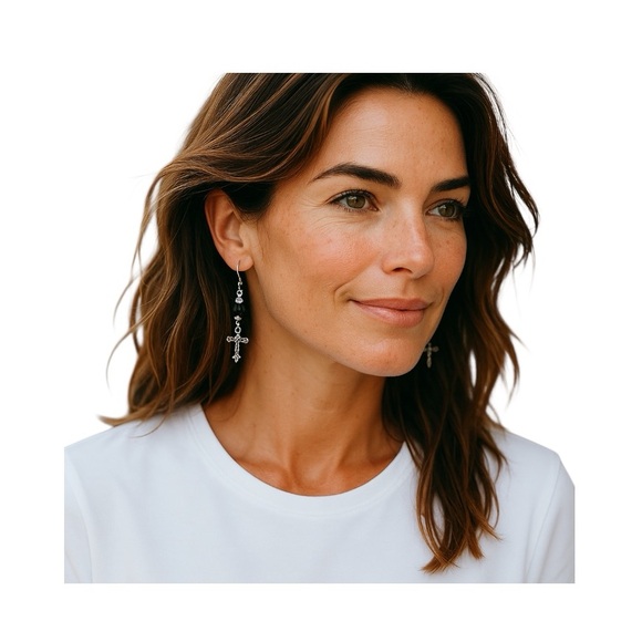 J S Collection Designs Pierce Cross Earrings - Picture 6 of 7